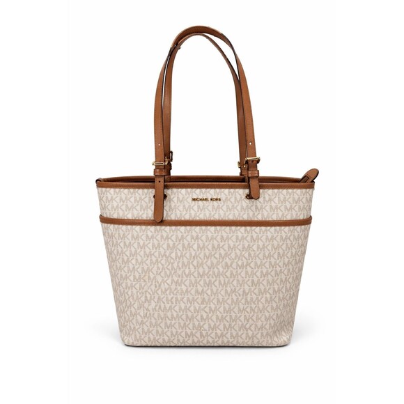 Michael Kors Handbags - Michael Kors Winston Medium Signature Tote Vanilla Acorn Brown Zip w/
